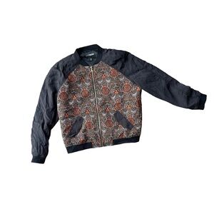 Women’s Express Black and Red Patterned Bomber Jacket